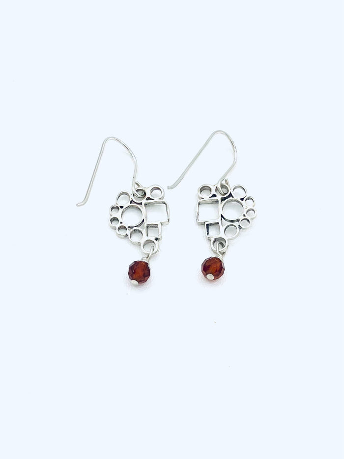 Small Mosaic Hessonite Sterling Earrings