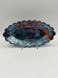 Small Raku Scalloped Edge Oval Dish
