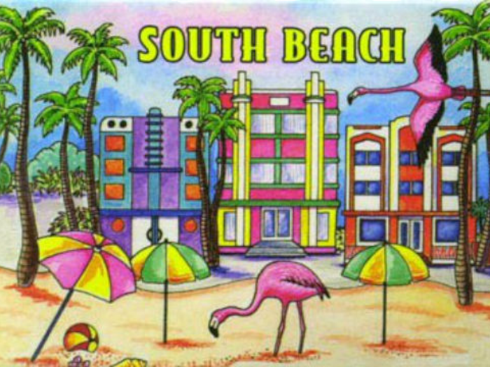 South Beach Florida Fridge Collector's Souvenir Magnet 2.5" X 3.5"