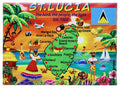 St. Lucia Graphic Map and Attractions Souvenir Fridge Magnet 2.5" X 3.5"