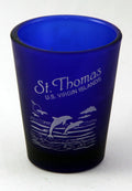 St. Thomas US Virgin Islands Cobalt Blue Frosted Shot Glass
