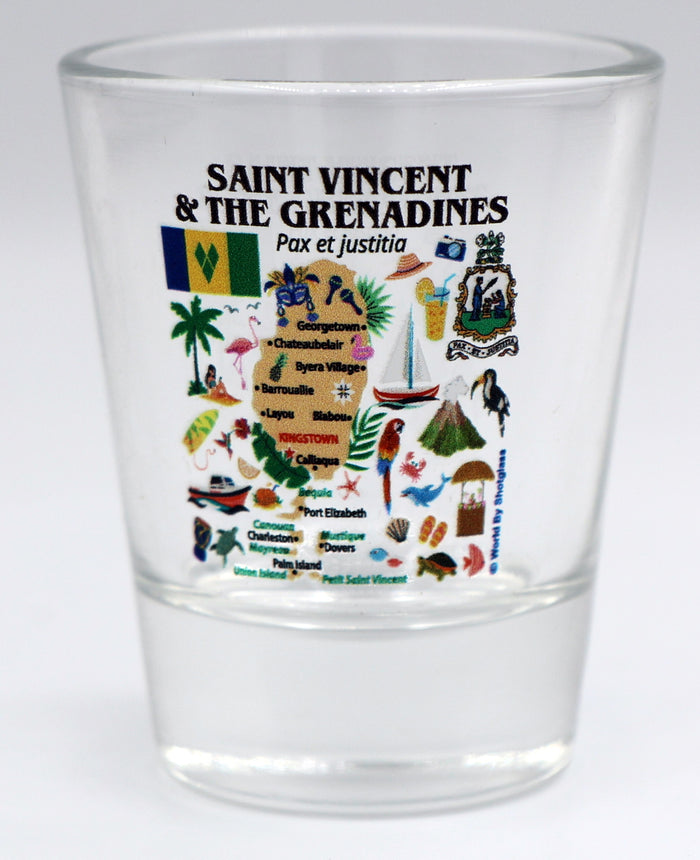 St. Vincent & The Grenadines Caribbean Boxed Shot Glass Set (Set of 2)
