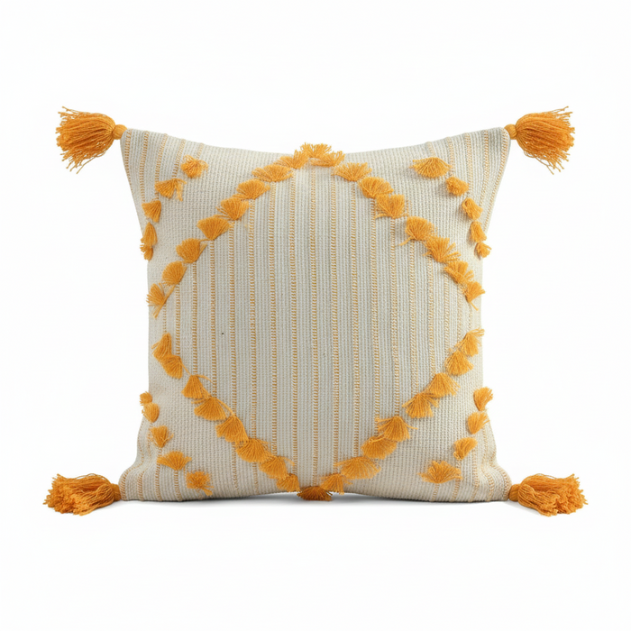 Sunny Yellow Diamond Hand-Tufted Cushion Covers - 16*16 inches Set of 2 (TFB)