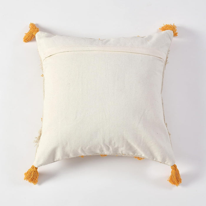 Sunny Yellow Diamond Hand-Tufted Cushion Covers - 16*16 inches Set of 2 (TFB)
