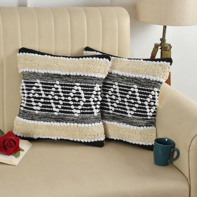 Terracotta Diamond Hand-Tufted Cushion Covers - 16*16 inches Set of 2 (TFB)