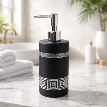 The Greek Key Meander Glass Soap Dispenser (W)