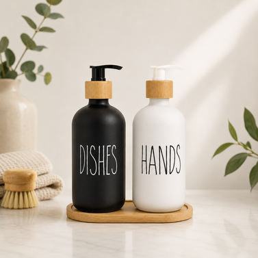 The Modern Farmhouse Matte Glass Soap Dispenser Set (W)
