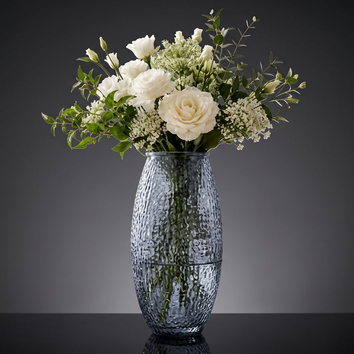 The Prism Bark Textured Smoke Glass Oval Vase (W)