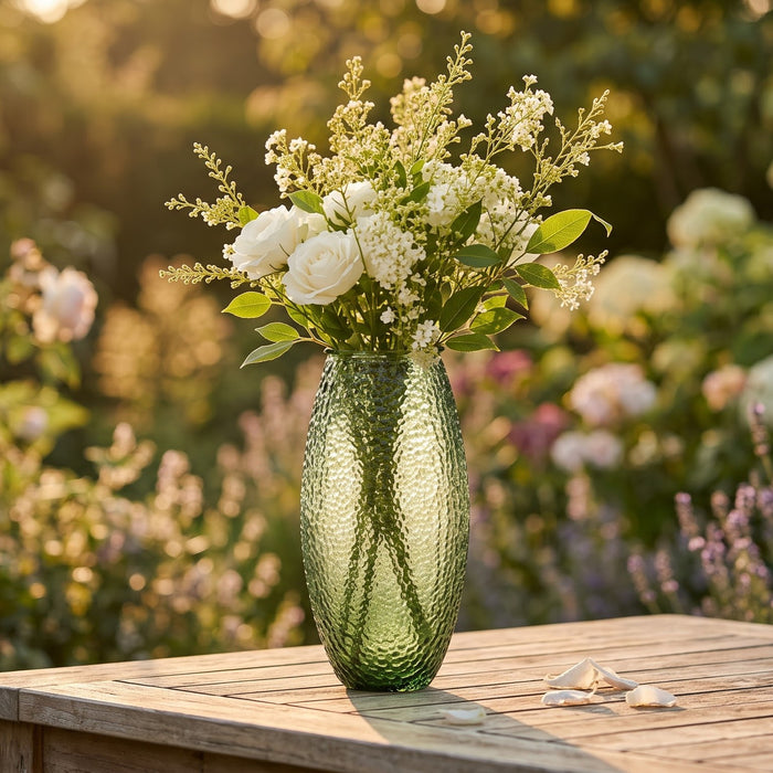 The Prism Bark Textured Smoke Glass Oval Vase (W)