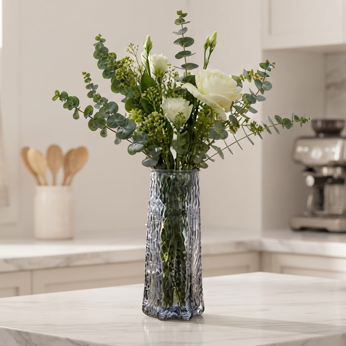 The Prism Bark Textured Smoke Glass Tall Column Vase (W)
