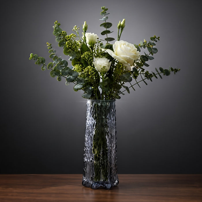 The Prism Bark Textured Smoke Glass Tall Column Vase (W)