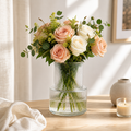 The Two-Tier Ribbed Column Glass Vase (W)