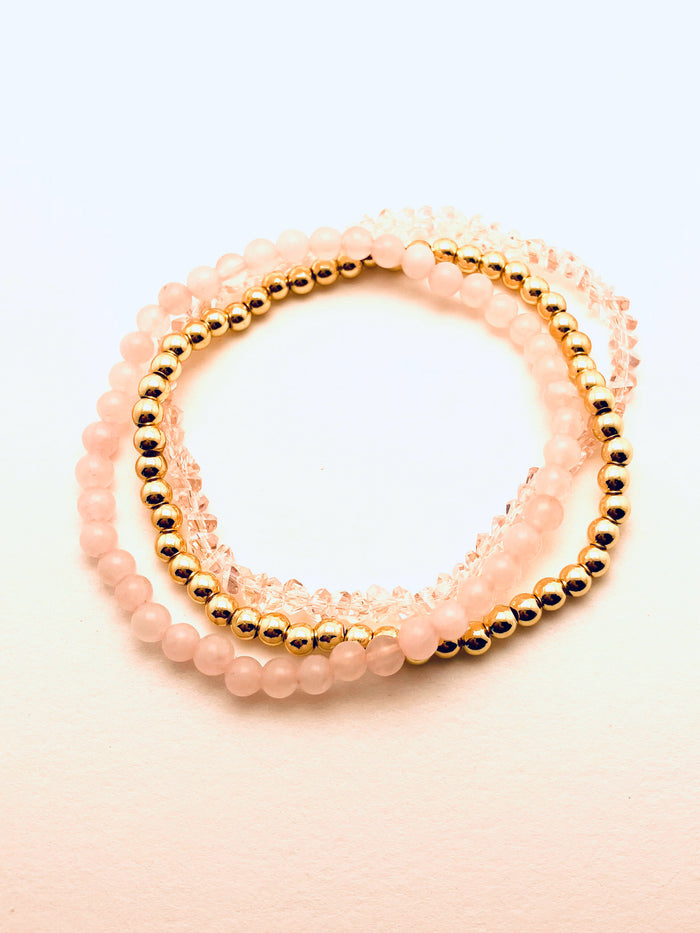 Triangular Pink Stack of 3 Bracelets
