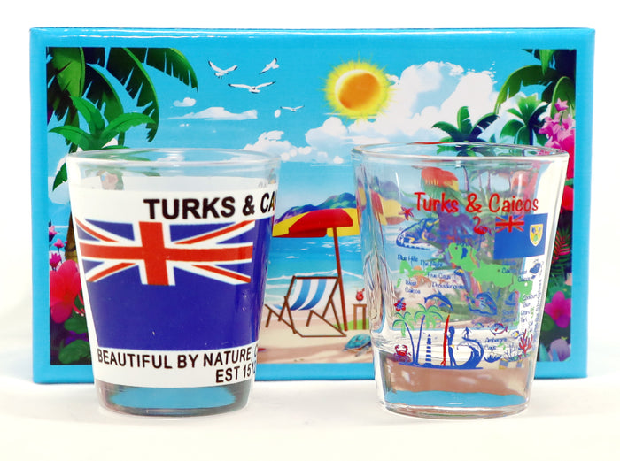 Turks & Caicos Caribbean Boxed Shot Glass Set (Set of 2)