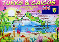 Turks & Caicos Graphic Map and Attractions Souvenir Fridge Magnet 2.5" X 3.5"
