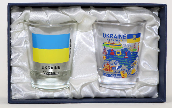 Ukraine Souvenir Boxed Shot Glass Set (Set of 2)