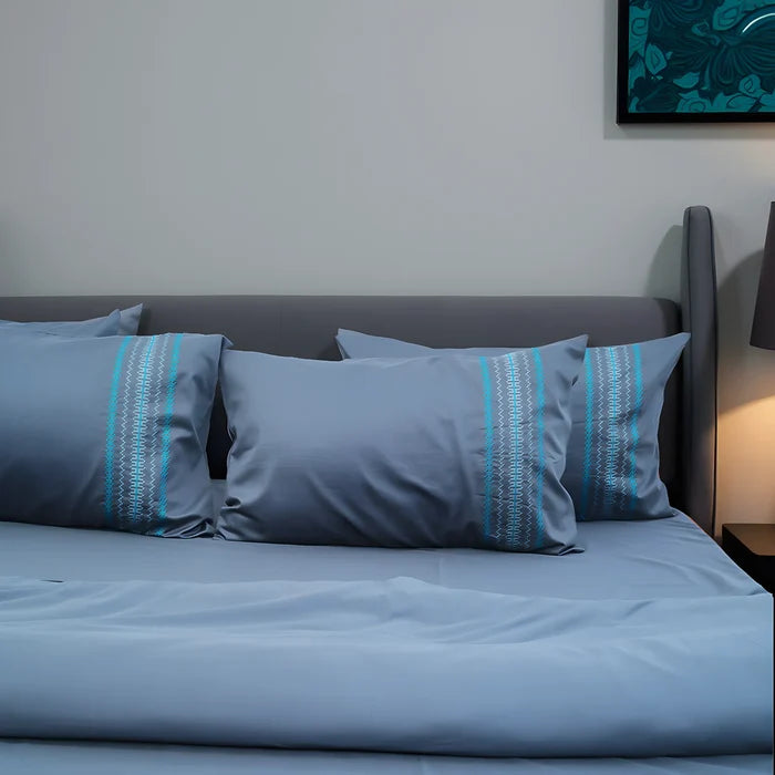 Unicorn Dark Sapphire (400TC) - 100% Cotton King-Size Bedsheet + 2 Pillow Covers