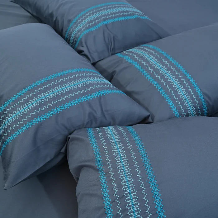 Unicorn Dark Sapphire (400TC) - 100% Cotton King-Size Bedsheet + 2 Pillow Covers