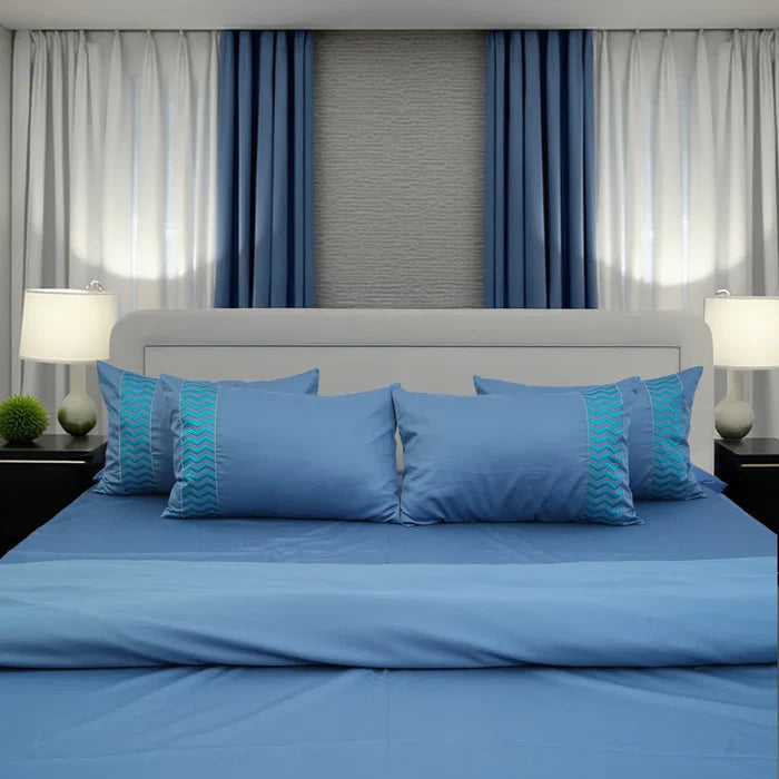 Unicorn Midnight Sky (400TC) - 100% Cotton King-Size Bedsheet + 2 Pillow Covers