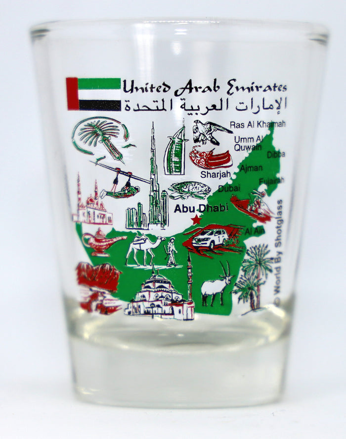 United Arab Emirates (UAE) Landmarks and Icons Collage Shot Glass