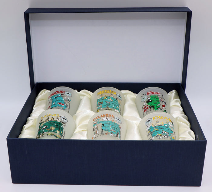United States USA Midwestern Great Plains States Souvenir Boxed Shot Glass Set (Set of 6)