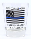 USA Thin Blue Line Flag Law Enforcement Collectible Shot Glass