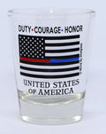 USA Thin Red and Blue Line Flag First Responders Collectible Shot Glass