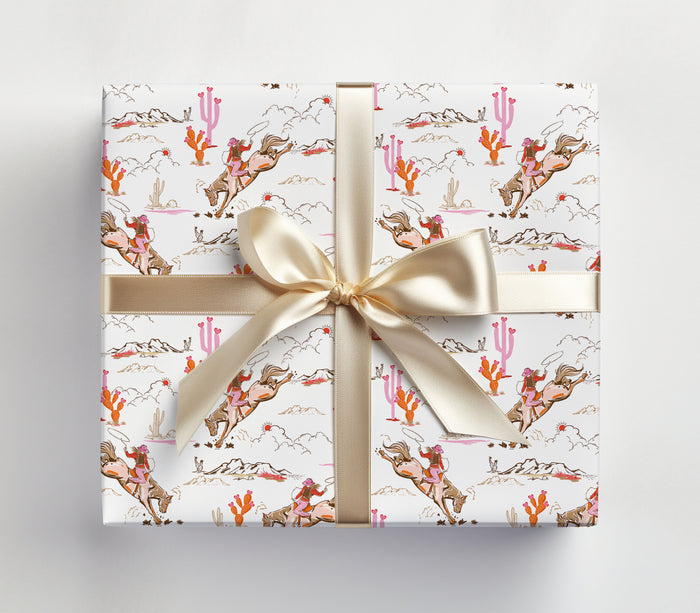 Valentine Pink Cowgirl Wrapping Paper Sheets