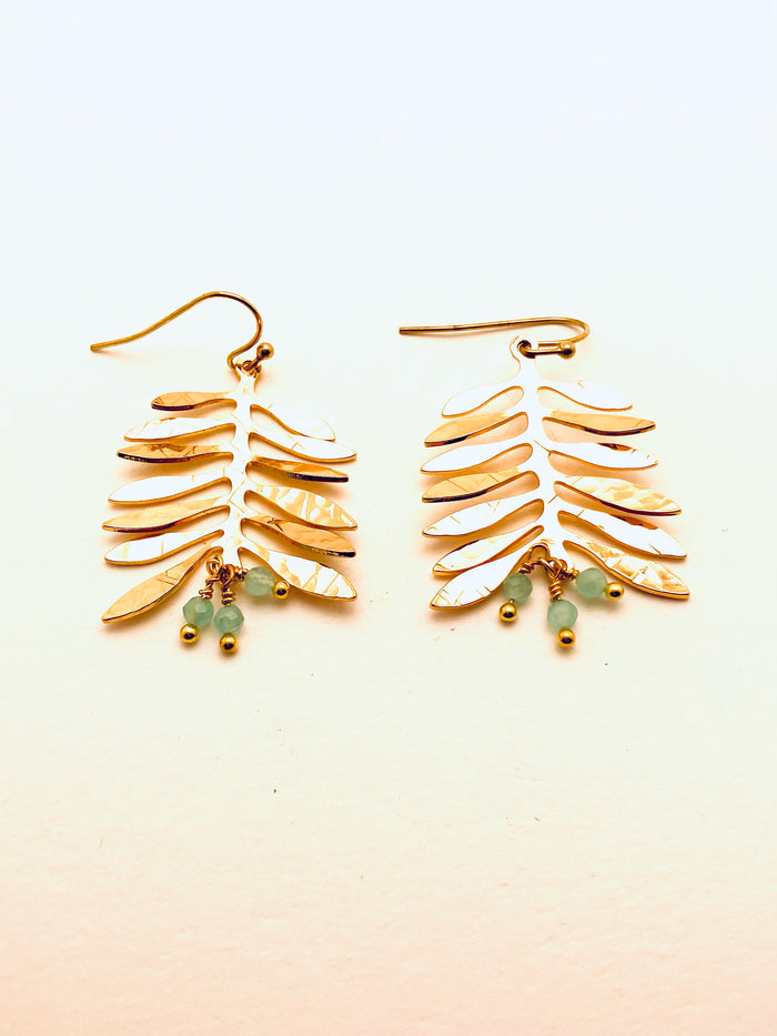 Vine Earrings with Chalcedony Beads