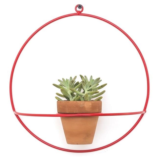 Wall Circle Red Planter - Planters_Wall