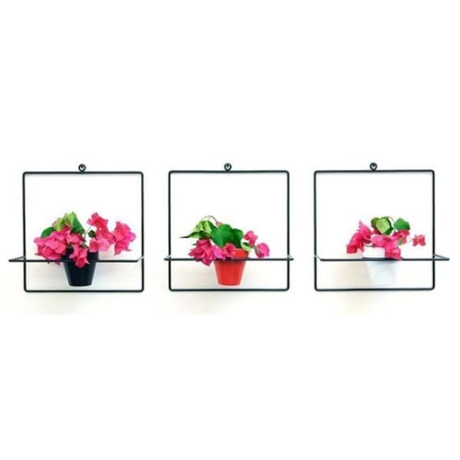 Wall Square Black Planter - Planters_Wall