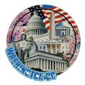 Washington DC Flag US Capitol Wood Epoxy Magnet 3.7" x 3.7" x 0.25"