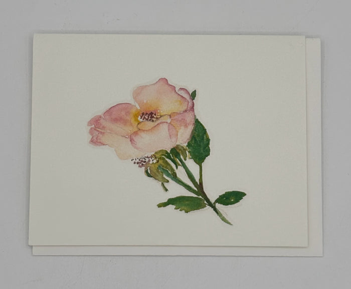 Watercolor Single Pink Rose Card