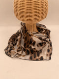 White, Black, Brown Animal Print Square Scarf