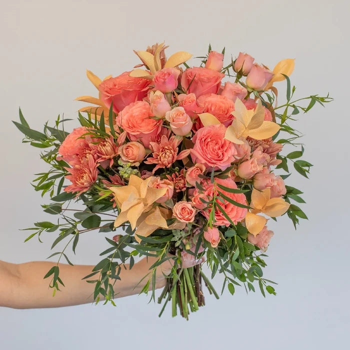 Wild Peach Flower Bouquet Hand - Image