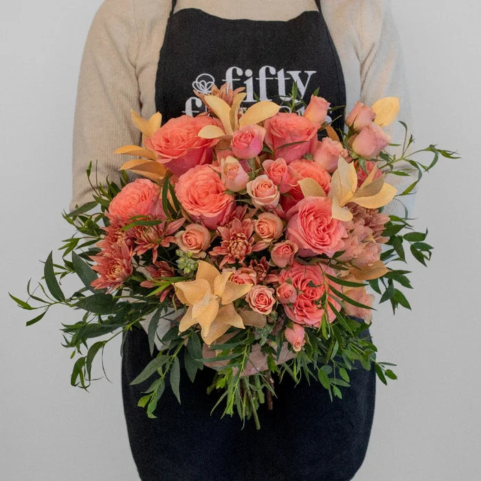 Wild Peach Flower Bouquet Apron - Image