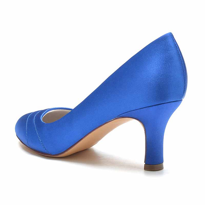 Womens Kitten Heels Pumps 2.56 Inch Mid Heel Slip on Closed Toe Pumps Wedding Shoes
