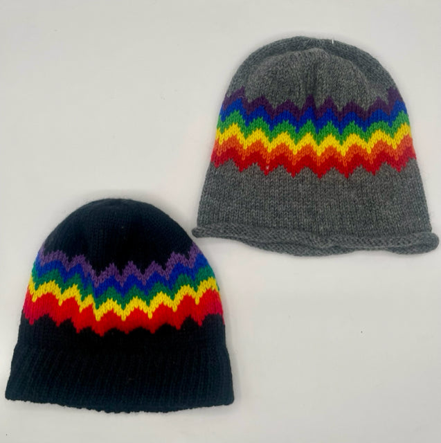 Wool Chevron Stripe Knit Beanie