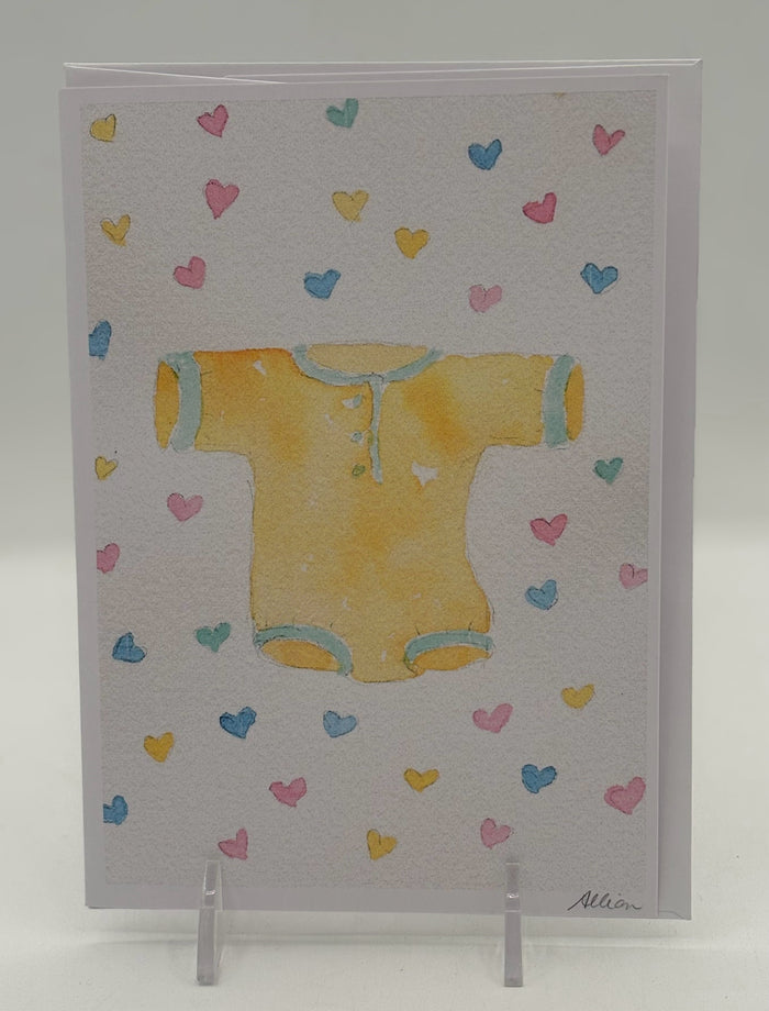 Yellow Onsie New Baby Card