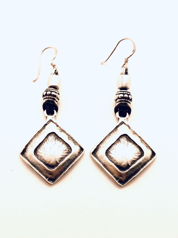 Zamak Metal Earrings, Large Squares